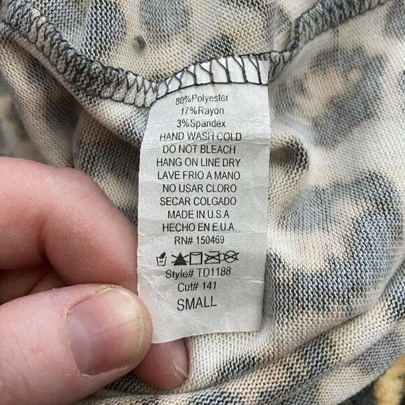 Raw Edge Leopard Print Dress Shift Size Small Tie Front - Picture 8 of 8